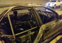 Tüneldeki kazada otomobil alev aldı; yolda araç kuyruğu oluştu