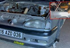 Polis uygulamasında durdurulan otomobilin motoruna giren kedi kurtarıldı