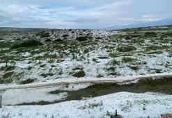 Bolu'da yayla, dolu yağışıyla beyaza büründü