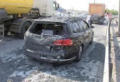 Bayrampaşa’da hafriyat kamyonundaki beton otomobilin üzerine döküldü