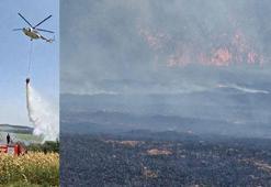 Anız yangını, ekili alanlara sıçramadan söndürüldü
