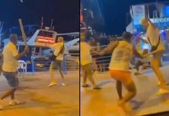 Alanya'da yumruklu, sopalı kavga kamerada