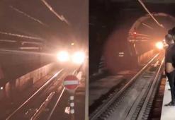 Üsküdar'da raylara atlayan kişi paniğe neden oldu