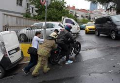 Şişli'de kayganlaşan yolda yokuş aşağı kayan kamyon 7 araca çarptı