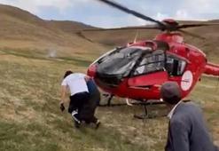 Arı sokması sonucu fenalaşan kadın, ambulans helikopterle hastaneye ulaştırıldı