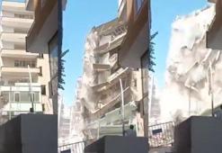 Ağır hasarlı 7 katlı bina, yıkım sırasında çöktü