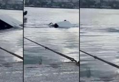 Eminönü'nde denize düşen otobüsün batma anları kamerada