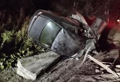 Demir bariyerlere çarpıp takla atan otomobil sulama kanalına uçtu: 1 ölü, 1 yaralı