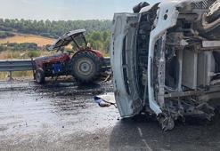Devrilen kamyon, traktöre çarptı: 1 ölü, 4 yaralı