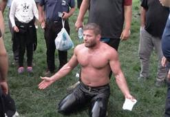 Başpehlivan Balaban, güreş biter bitmez fotoğraf çektirmek isteyen hayranıyla tartıştı