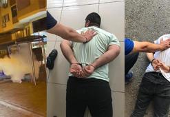 Duraktaki kişiye yangın söndürme tüpüyle gaz sıkıp görüntü çeken 7 kişiye gözaltı