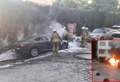 Beyoğlu'nda park halindeki otomobil alev alev yandı