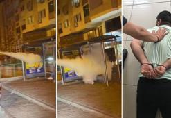 Duraktaki kişiye yangın söndürme tüpüyle gaz sıkıp görüntü çeken 7 kişi adliyede