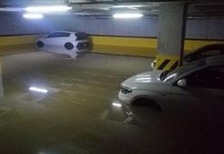Başakşehir’de site otoparkları da su altında kaldı