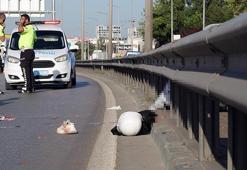 Devrilen motosikletten fırlayan sürücü bariyerlere çarparak öldü