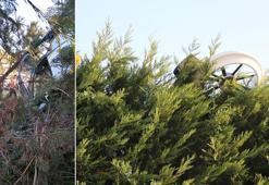 Afyonkarahisar'da otel bahçesine iniş yapmak isteyen helikopter kırım geçirdi