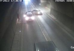 Tünelde 3 aracın karıştığı zincirleme kaza anı kamerada; 6 yaralı