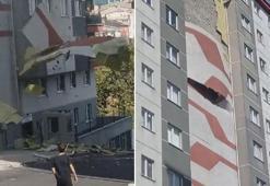 Esenler'de apartmanın dış cephe kaplamaları düştü