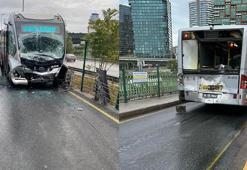 Uzunçayır'da metrobüs kaza yaptı