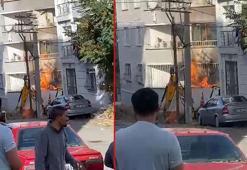 Patlayan borudaki doğal gaz alev aldı, binada yangın çıktı