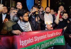 İsrail'in Gazzeye yönelik yoğun saldırıları, İstanbul'da İsrail başkonsolosluğu önünde protesto edildi