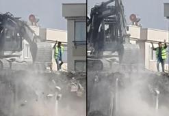 14 katlı binanın yıkımı sırasında çatıda dans etti