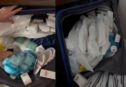 Tatilci Rus ailenin bavullarından otele ait çok sayıda eşya çıktı