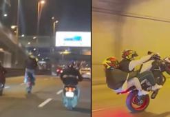 Eyüpsultan ve Sarıyer'de motosikletlilerin tehlikeli yolculuğu kamerada