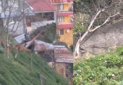 Rize'de fırtınanın devirdiği elektrik direkleri yangına neden oldu