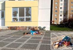 Sancaktepe'de evinin camlarını piknik tüpüyle kırıp eşyaları aşağıya attı