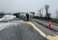 TIR devrildi; Anadolu Otoyolu'nun bir bölümü kapandı