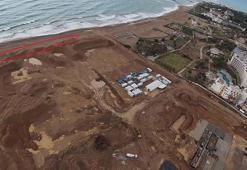 Otel inşaatı için ağaçlar kesildi, sahile hafriyat yığıldı