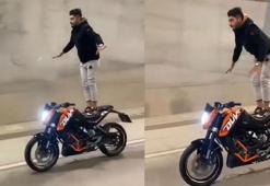 Üsküdar Çamlıca Tüneli'nde motosiklette akrobatik hareketler yapan sürücüye ceza