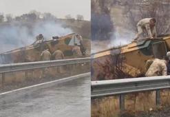 Mardin'de, zırhlı askeri araç şarampole devrildi: 2 yaralı