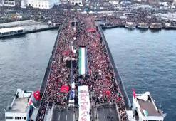 Binlerce kişi şehitler ve Filistin'e destek yürüyüşünde buluştu