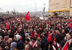 Binlerce kişi şehitler ve Filistin'e destek yürüyüşünde buluştu