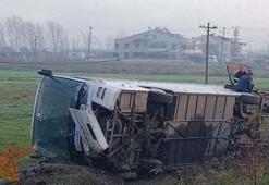 Çanakkale’de servis otobüsü devrildi: 5 yaralı