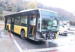 Sarıyer'de İETT otobüsü bariyerlere çarptı: 3 yaralı
