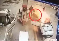 Akaryakıt istasyonunda otomobil alev aldı: 1 yaralı