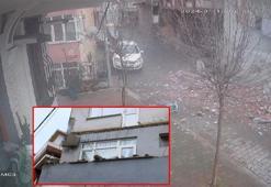 Kağıthane'de balkon çöktü; o anlar kamerada