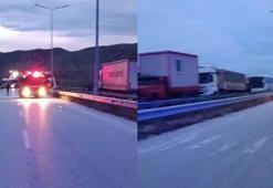 Devrilen akaryakıt tankerinin sürücüsü yaralandı