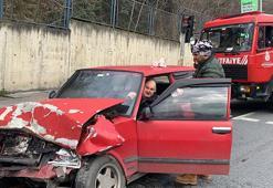 Sarıyer'de kazadan yara almadan kurtulan sürücü gözyaşlarına hakim olamadı