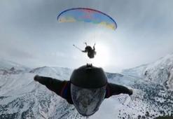 Ergan Dağı'nda 'yarasa adam uçuşu' nefes kesti