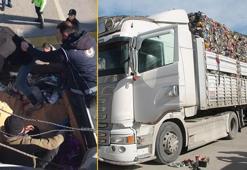 Çöp yığınlarının arasında kaçak göçmenleri taşıyan TIR sürücüsü tutuklandı