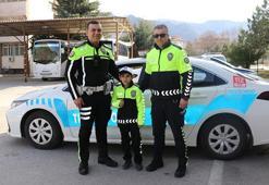 Oğuz Kağan’ın trafik polisi olma hayali,1 günlüğüne gerçek oldu