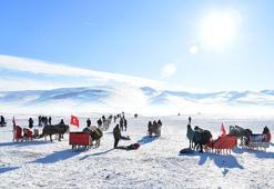 Çıldır Gölü'nde 'atlı kızak'