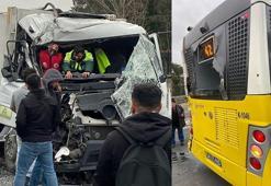Sarıyer'de çöp kamyonu İETT otobüsüne çarptı