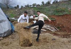 Depremzede Halil, lastik ve saman balyalarıyla Dünya Şampiyonası'na hazırlanıyor