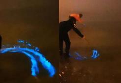 Mudanya sahilinde görülen mavi ışık, yakamoz çıktı