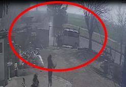 Yolcu otobüsünün evin bahçesine girdiği kaza kamerada